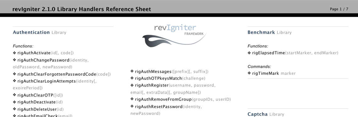 revIgniter Library Reference